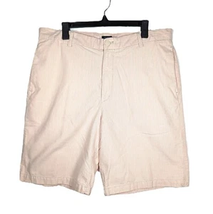Izod gestreifte Herrenshorts Größe 36 100 % Baumwolle pfirsichfarben creme adrett 10,5" Schrittlänge - Bild 1 von 7