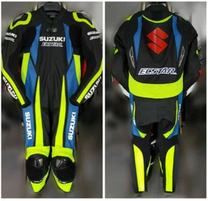 SUZUKI Motorcycle Racing Leather Suit Protective Motorbike Riding Suit CE Armors - Picture 1 of 2