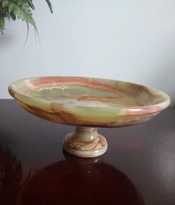 Suporte decorativo para servir bolo ou prato de frutas ônix multicolorido pedra natural - - Imagem 1 de 4