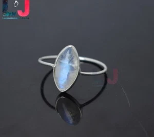 Solitaire Statement Ring 925 Sterling Silver Ring Rainbow Moonstone Ring All Siz - Picture 1 of 4