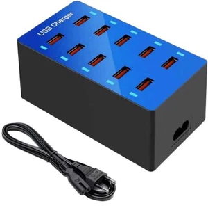 USB Ladegerät 10 Ports USB Ladestation mehrere Geräte USB Wandladegerät Deskt... - Zdjęcie 1 z 6
