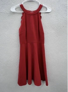 BCX Dress Juniors Dress Size 1 Red Halter Top Scallop Cut - Picture 1 of 10