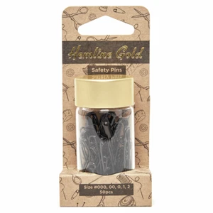 Hemline Gold Assorted Size Black Safety Pins x 50, Sewing, quilting 415.99.BK.HG - Picture 1 of 2