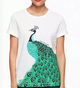 Kate Spade Broome Street peacock Graphics T-Shirt Size XL, NWT - Picture 1 of 7