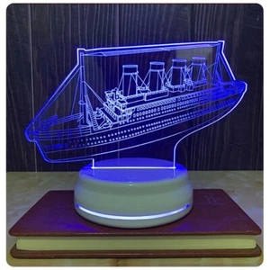 Creative Titanic Night Light Color Changing 3D Lllusion Bedroom Decor Nightlight - Picture 1 of 8