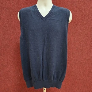 LL Bean Sweater Vest Men's XL Tall Blue Cotton Cashmere 0 275545 V-Neck - Picture 1 of 5
