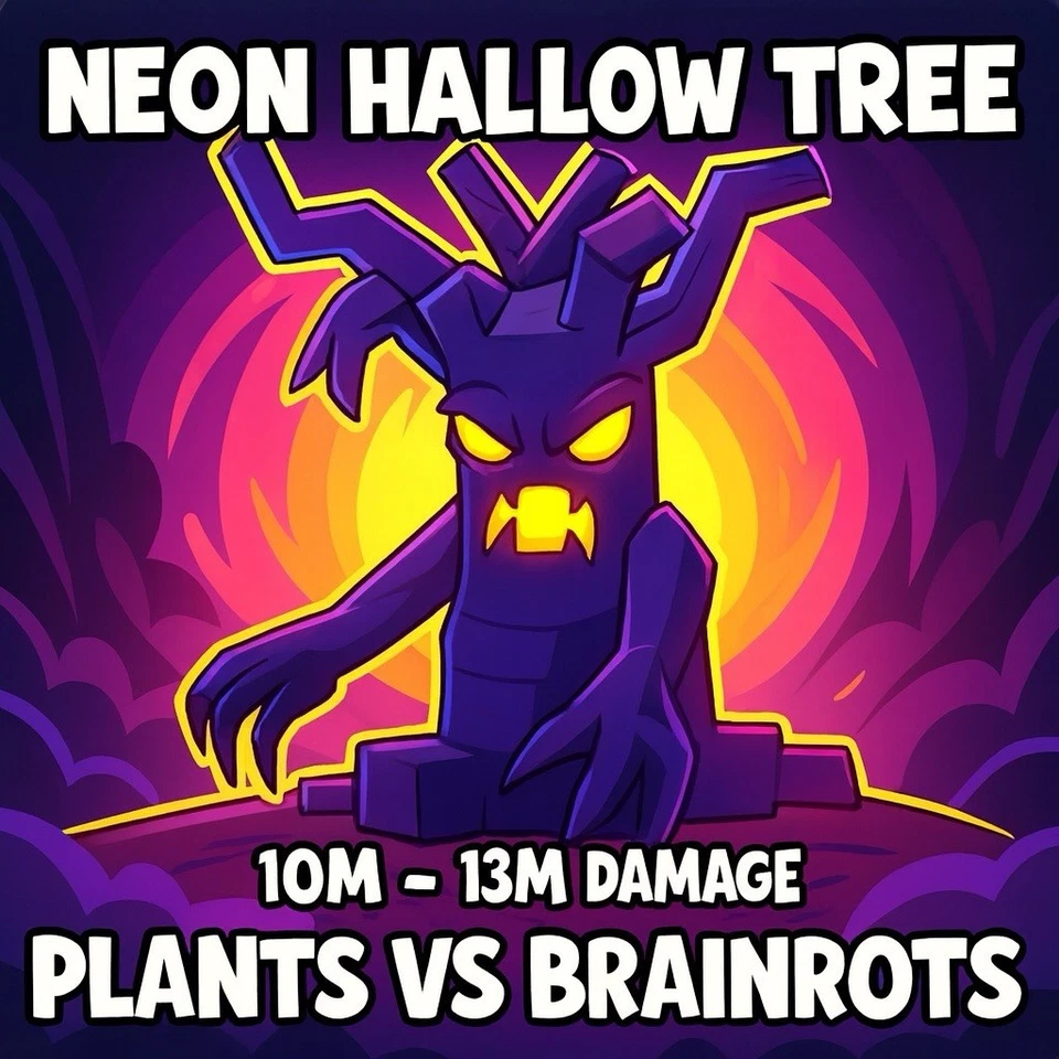 Neon Hallow Tree | 10M - 13M Damage (7.1M - 8.6M DPS) - Plants Vs Brainrots