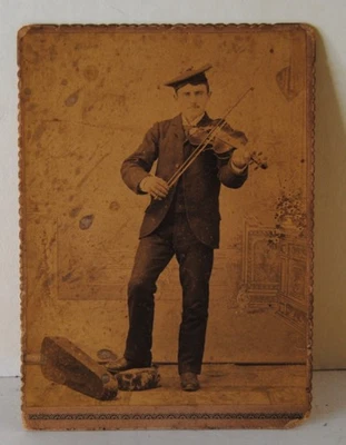 Ca. 1899 Cabinet Card- Scottish Fiddler - Image 1 of 4