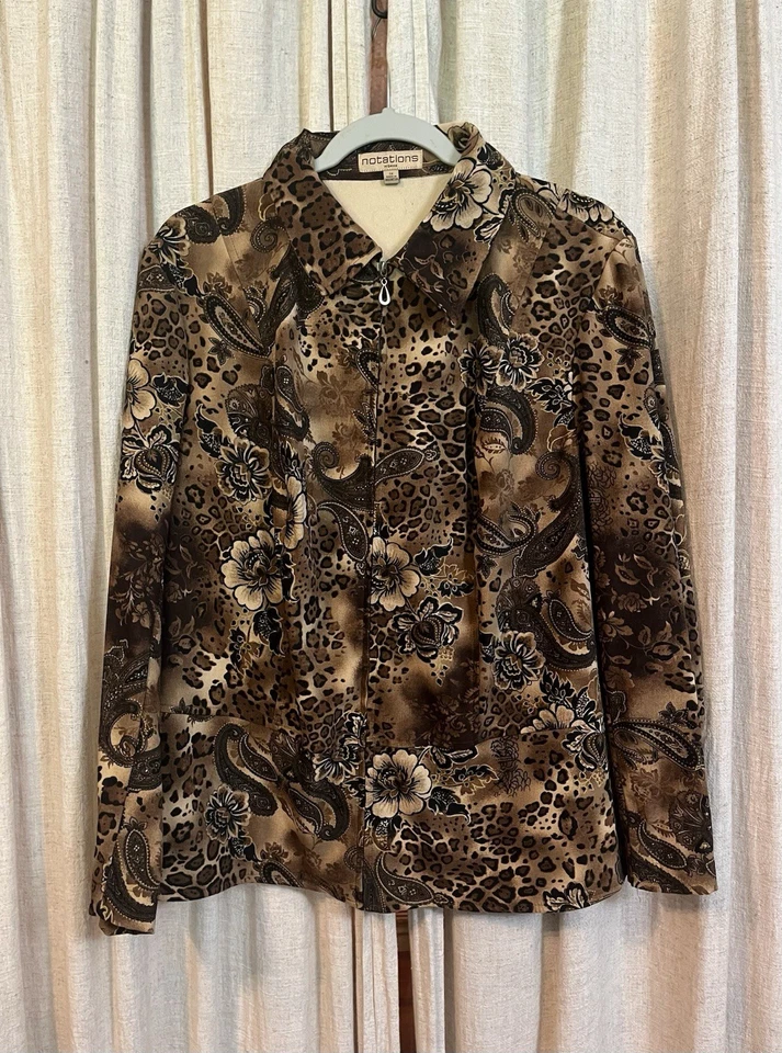 Notations Vintage 90s Y2K Animal Print Fitted Jacket Whimsigoth Plus Size 1X - Image 1 of 4