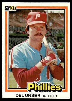 1981 Donruss Del Unser COR: 3B in stat header Philadelphia Phillies #164B - Image 1 of 2