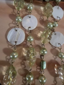 Double Over Gold Tone Bauble Necklace Peal Shells & Beaded 48" Beautiful! - Picture 1 of 5