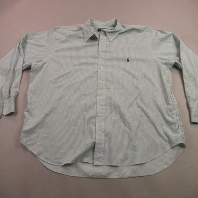 Ralph Lauren Shirt Mens 2XB Long Sleeve Lightweight Button Front Stripes Green - Image 1 of 4