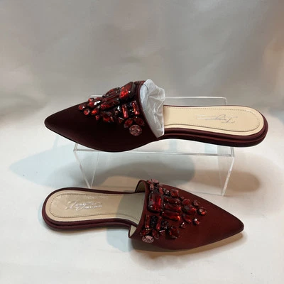 Imagine Vince Camuto Mujer Talla 8M Rojo Estrás Mula Satinado Slide Nunca Usado Foto 1 de 4