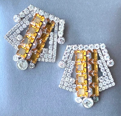 Par de clips de vestir vintage de diamantes de imitación Robert Sorrell originales - ¡Raro! Foto 1 de 4