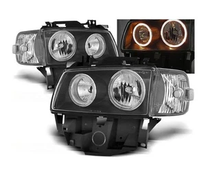 Scheinwerfer für VW T4 1996-1998 1999 2000 2001 2002 2003 VR-1619 Angel Eyes Schwarz - Bild 1 von 1