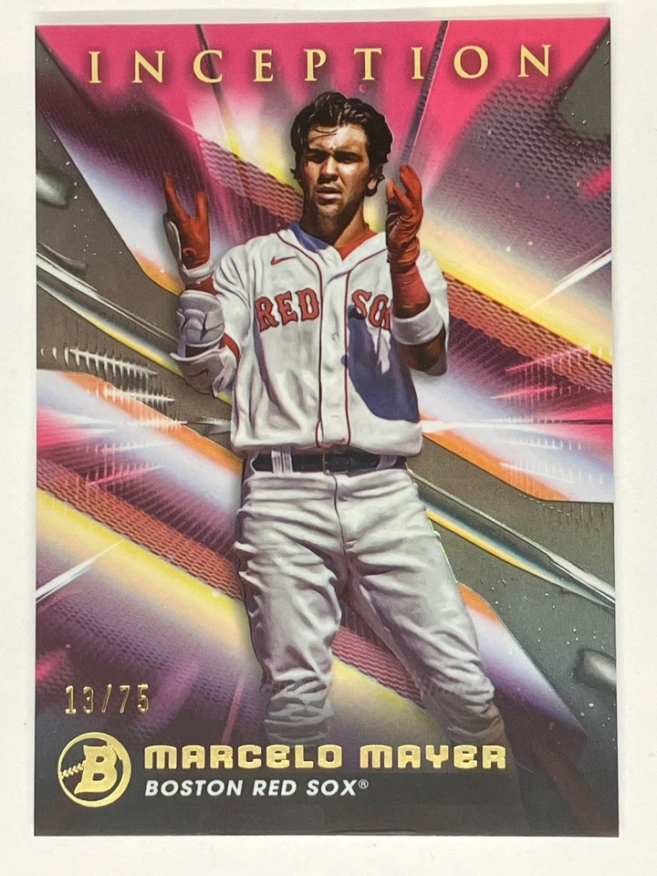 MARCELO MAYER 2023 Bowman Inception Fuschia Foil Red Sox  13 /75 Boston Red Sox - Image 1 of 2