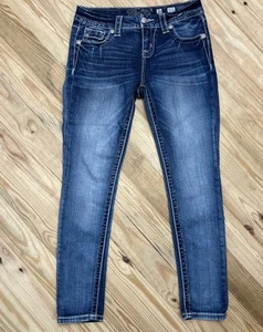 Miss Me Women’s Leather Shadow Wings Mid Rise Easy Skinny Jeans Size 26 - Picture 1 of 7