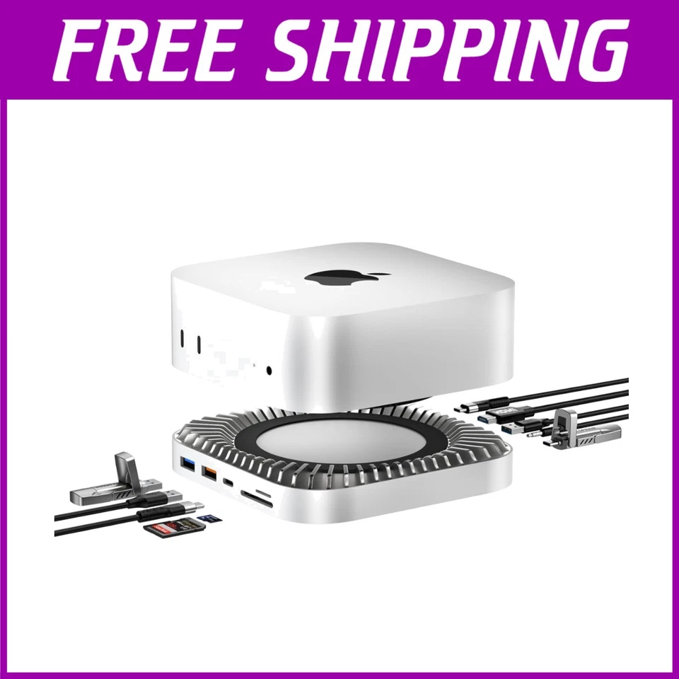 Aluminum Stand and 10-in-1 Dock for Mac Mini M4 with 4K HDMI and SSD Support - Image 1 of 4