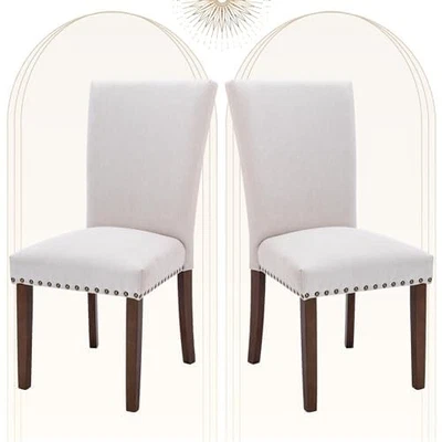 Upholstered Parsons Dining Chairs Set of 2, Fabric Dining Room Kitchen Side C... - Image 1 of 4