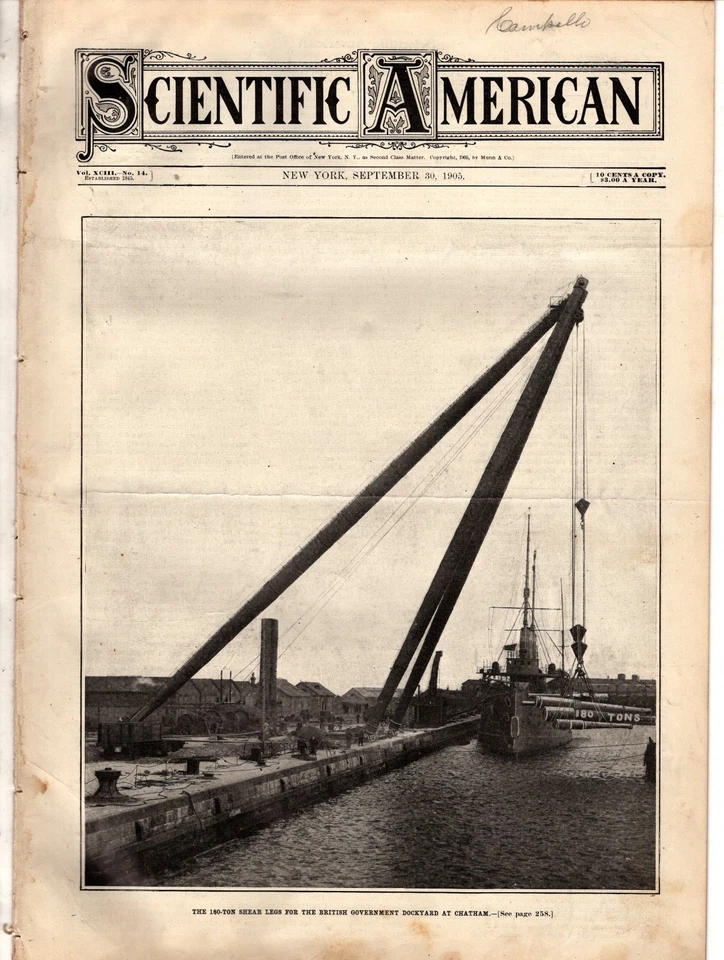 1905 Scientific American September 30 - Criminal fingerprints; Making felt hats - Image 1 of 1