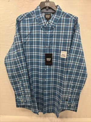 Nuevo Hombre ELY Cattleman Azul Amarillo Cuadros Manga Larga Abotonada XL R-53 Foto 1 de 4