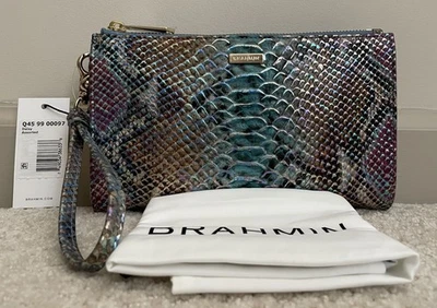 New Brahmin DAISY Large Zip Wristlet Clutch Multi All Over Snake Iridescent NWT - Image 1 of 4