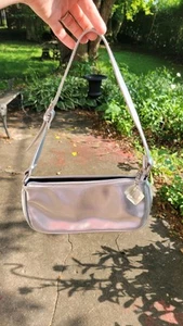Victoria's Secret Silver Metallic Handbag Purse Adjustable Clear Charm - Picture 1 of 22