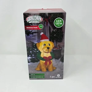 Sombrero inflable Gemmy soplado por aire perro Santa corona luces LED Navidad perro de 3,5 pies - Imagen 1 de 4