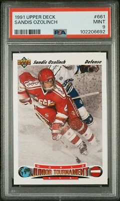 1991 Upper Deck #661 Sandis Ozolinch RC PSA 9 - Image 1 of 2