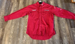 Vintage Men's Wrangler Red PBR Bull Riding Rodeo Button Down Shirt Size L - Picture 1 of 12