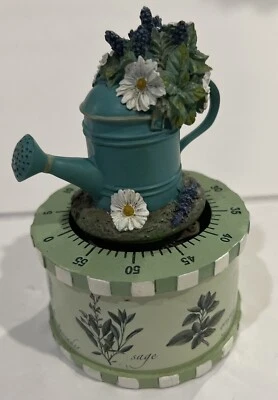 VGC Collections Etc Kitchen Timer. Watering Can w/ Flowere. Pedestal Has Herbs - Image 1 of 4