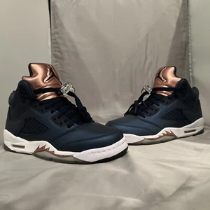 Nike Air Jordan 5 Retro Bronze Obsidian Blue White Größe 6,5 GS Basketballschuhe - Bild 1 von 8