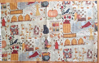.25 yd Spectrix 2001 Cotton Fabric Autumn Bees Beehive Fall Carol Endres 13”x43” - Image 1 of 3