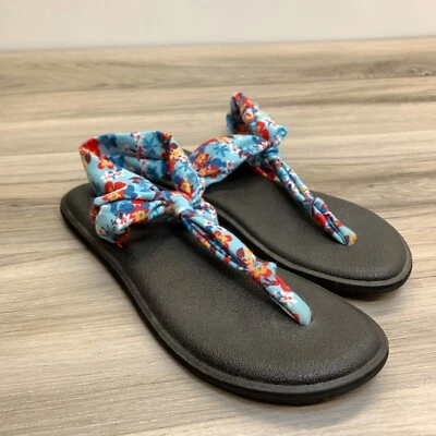 Sandalias Sanuk Yoga Mat Sling Chanclas Tanga Talla 8 Azul Floral EU 39 Foto 1 de 4