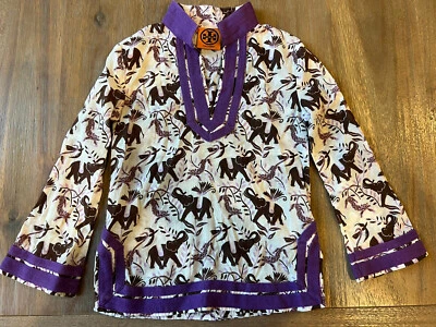 Túnica Tory Burch Niñas S Púrpura/Blanco Estampado Elefante Niñas S Manga Larga Foto 1 de 4