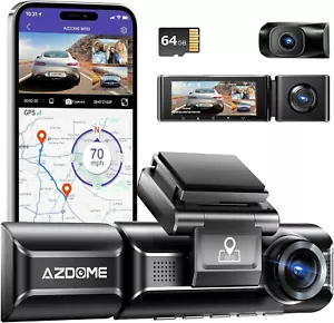 AZDOME 3 Canali 4K Dashcam Dual 1080P Auto Camera Recorder GPS WIFI G-Sensor IR - Foto 1 di 10