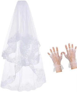White Lace Veil Wedding Veil for Women Girls Brides Wedding Cosplay Bridal Sh... - Picture 1 of 1
