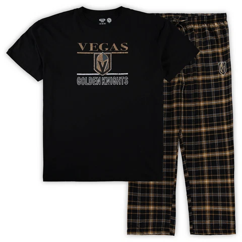 Men's Concepts Sport Black Vegas Golden Knights Big & Tall Lodge T-Shirt & Pants Cover