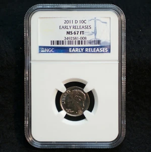 D Roosevelt Dime 2011 lanzamiento temprano NGC como nuevo 67 ft - Imagen 1 de 2
