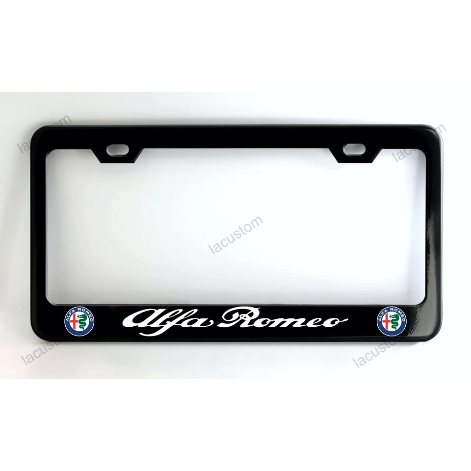 Alfa Romeo Black License Plate Frame Custom Made of Powder Coated Metal - Image 1 of 1