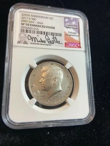 2017 s Kennedy 225th anniversary NGC SP70 enhanced finish Mike Castle autograph - Picture 1 of 6