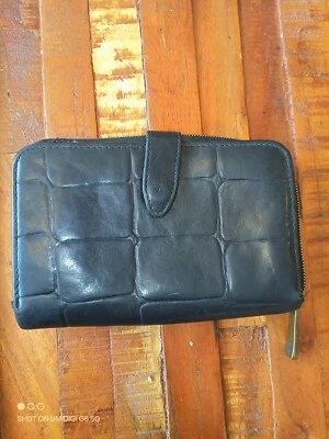 Cartera de Colección Mulberry Negra Cuero Congo Repujado Cremallera Alrededor Foto 1 de 4