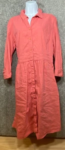 Eileen Fisher Medium Shirt Dress Linen Blend Button Stretch Coral Pink Coastal - Picture 1 of 14