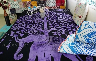 Moon Elephant Tie Dye tapeçaria dupla tapeçaria árvore hippie boêmio hippie lança - Imagem 1 de 4