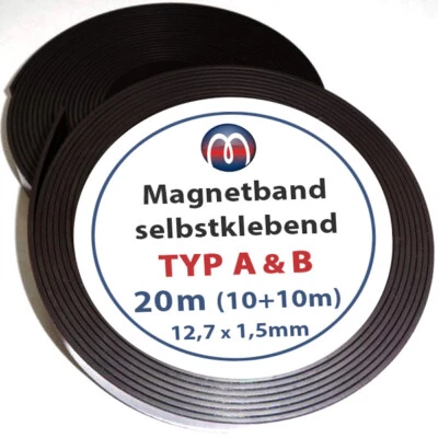 Magnetband Magnetstreifen selbstklebend 1,5mm x 12,7mm x 10m, Typ A + B - Bild 1 von 4