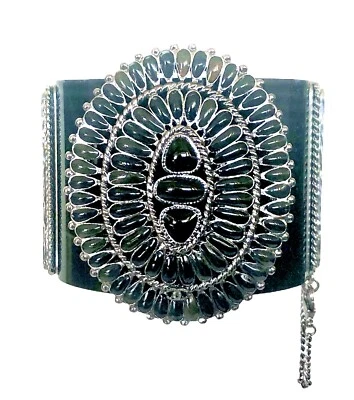 CHANEL Cuff Métiers d'Art Paris Dallas Gripoix CC Black Bangle 2014 Goossens gyu - Image 1 of 4