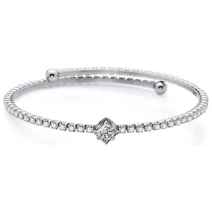Verstellbares Edelstahl Tennis Armreif Armband mit Strasssteinen für Damen - Bild 1 von 12