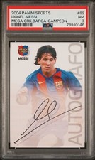 2004-05 Panini Sports Megacracks Lionel Messi Rookie RC #89 Campeon Barca PSA 7