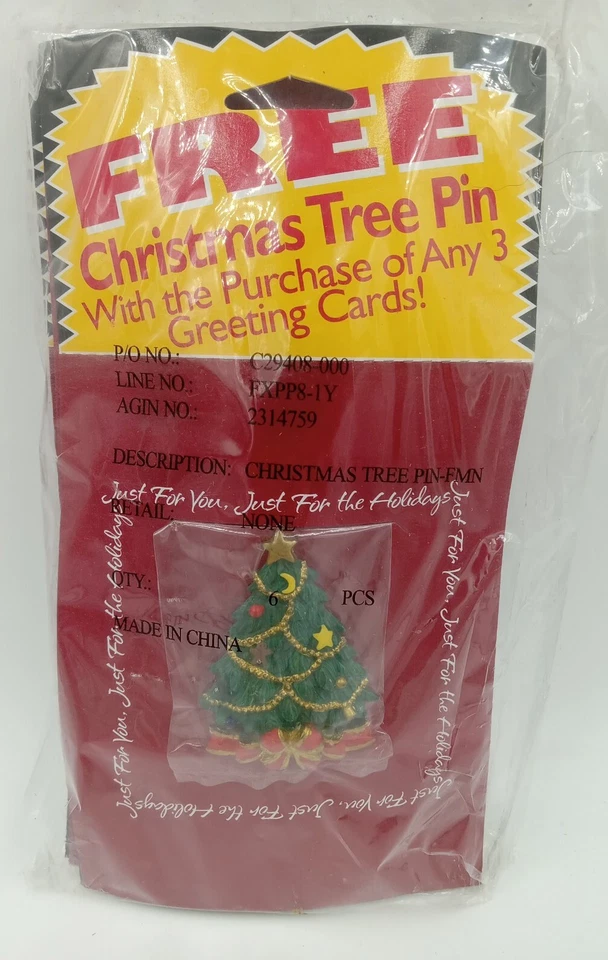 Lote De 6 Nuevos Broches Vintage American Greeting Árbol De Navidad Prendedor 1990  Foto 1 de 4