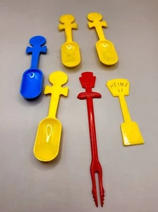 Set Of 6 Vintage 1950's Heinz 57 Advertising Spoons Spear Beetleware Plastic SEE - Picture 1 of 6